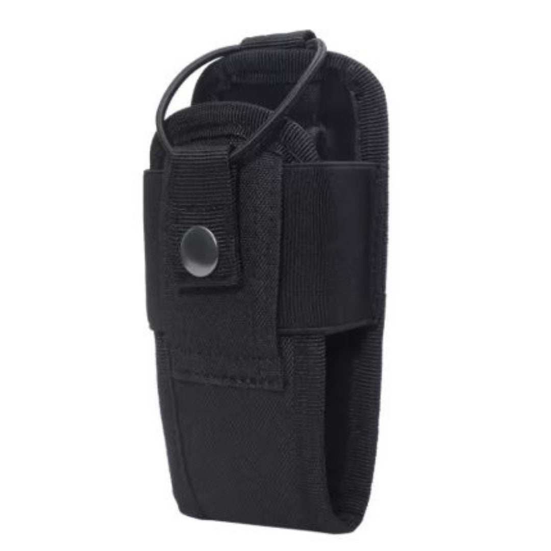Universal Radio HolsterUniversal Radio Holster. MOLLE Tactical Radio Holder for Duty Belt.Made of 1000D high-quality waterproof nylon material. Strong, durable, wear-resistant and tear-resistant. 
Designed with Molle system, can be attached to backpack, Range Gear